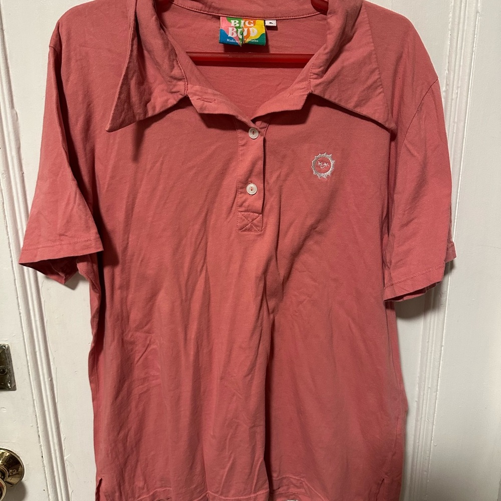 Big Bud Press Salmon pink Polo shirt, size L EUC